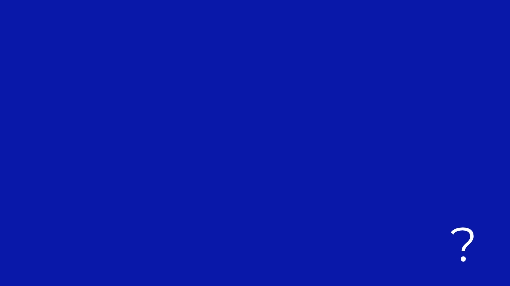 Fragezeichen-Icon in der Ecke auf blauem Hintergrund